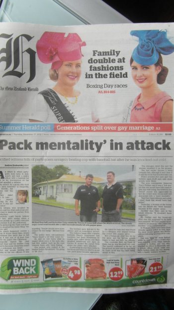 Front page New Zealand Herald 2012